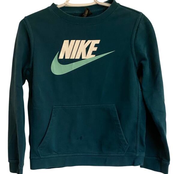 Nike Other - NikeSwoosh Boy’s Green Sweatshirt Sz L Cotton Blend Crew Neck Long Sleeves Warm